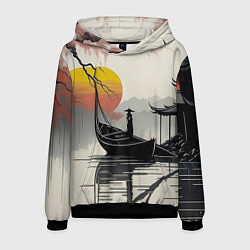 Толстовка-худи мужская Красота Японии, цвет: 3D-черный