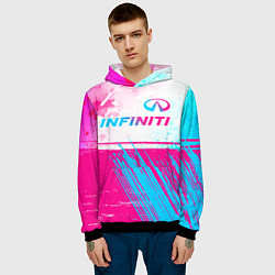 Толстовка-худи мужская Infiniti neon gradient style: символ сверху, цвет: 3D-черный — фото 2