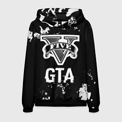 Толстовка-худи мужская GTA glitch на темном фоне, цвет: 3D-черный