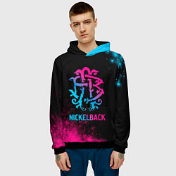 Толстовка-худи мужская Nickelback - neon gradient, цвет: 3D-черный — фото 2