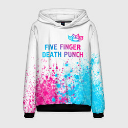 Толстовка-худи мужская Five Finger Death Punch neon gradient style: симво, цвет: 3D-черный