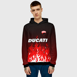 Толстовка-худи мужская Ducati- красное пламя, цвет: 3D-черный — фото 2