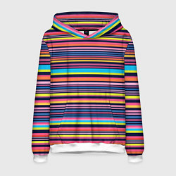 Толстовка-худи мужская Яркие полоски, цвет: 3D-белый