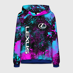 Толстовка-худи мужская Lexus - неоновые брызги, цвет: 3D-синий