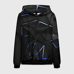 Толстовка-худи мужская Black texture neon line, цвет: 3D-черный