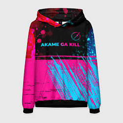 Толстовка-худи мужская Akame ga Kill - neon gradient: символ сверху, цвет: 3D-черный