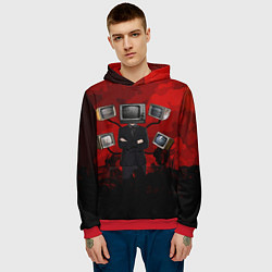 Толстовка-худи мужская Skibidi toilet Tv Man, цвет: 3D-красный — фото 2
