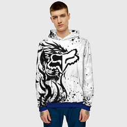 Толстовка-худи мужская Fox motocross - белый дракон, цвет: 3D-синий — фото 2