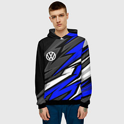 Толстовка-худи мужская Volkswagen - Синяя абстракция, цвет: 3D-черный — фото 2