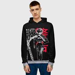 Толстовка-худи мужская Маки Зенин - Магическая битва, цвет: 3D-меланж — фото 2