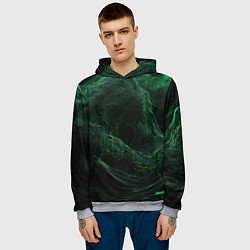 Толстовка-худи мужская Темно зеленая абстракция, цвет: 3D-меланж — фото 2