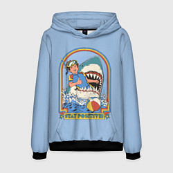 Толстовка-худи мужская Хищная акула водолаз - будь позитивным, цвет: 3D-черный