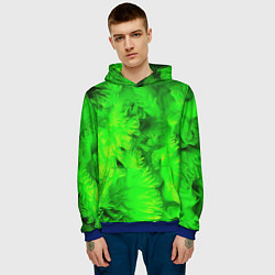 Толстовка-худи мужская Green abstract texture, цвет: 3D-синий — фото 2