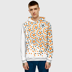 Толстовка-худи мужская Плитки Пенроуза в оранжево серой палитре, цвет: 3D-белый — фото 2