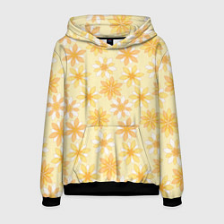 Толстовка-худи мужская Желтые геометричные цветы, цвет: 3D-черный