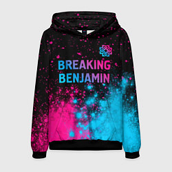Толстовка-худи мужская Breaking Benjamin - neon gradient: символ сверху, цвет: 3D-черный
