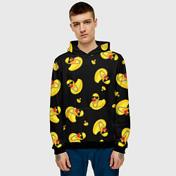 Толстовка-худи мужская Жёлтая уточка в в темных очках и цепочке на черном, цвет: 3D-черный — фото 2