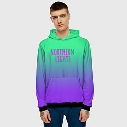 Толстовка-худи мужская Northern lights gradient, цвет: 3D-черный — фото 2