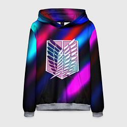 Толстовка-худи мужская Attack on Titan stripes neon, цвет: 3D-меланж