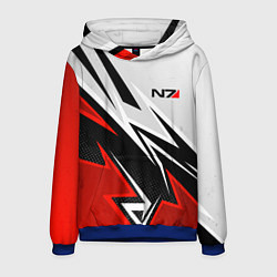 Толстовка-худи мужская N7 mass effect - white and red, цвет: 3D-синий