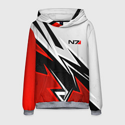 Толстовка-худи мужская N7 mass effect - white and red, цвет: 3D-меланж