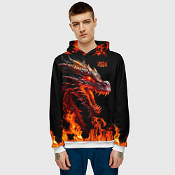 Толстовка-худи мужская Огненный дракон 2024 год, цвет: 3D-белый — фото 2