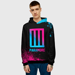 Толстовка-худи мужская Paramore - neon gradient, цвет: 3D-черный — фото 2