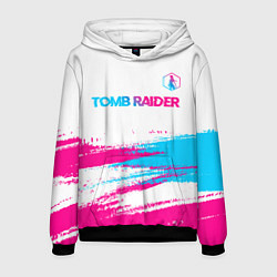 Толстовка-худи мужская Tomb Raider neon gradient style посередине, цвет: 3D-черный