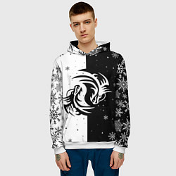 Толстовка-худи мужская Инь Янь - Драконы, цвет: 3D-белый — фото 2