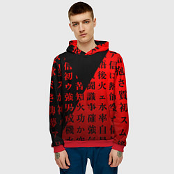 Толстовка-худи мужская Сто красных иероглифов, цвет: 3D-красный — фото 2