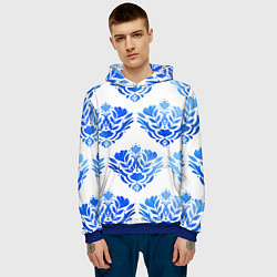 Толстовка-худи мужская Floral pattern - watercolor, цвет: 3D-синий — фото 2