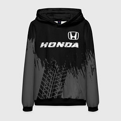 Толстовка-худи мужская Honda speed на темном фоне со следами шин посереди, цвет: 3D-черный