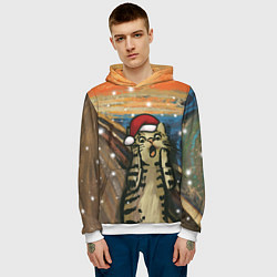 Толстовка-худи мужская Кот Крик - 2024, цвет: 3D-белый — фото 2