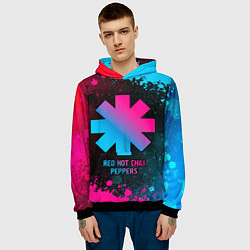 Толстовка-худи мужская Red Hot Chili Peppers - neon gradient, цвет: 3D-черный — фото 2