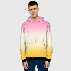 Толстовка-худи мужская Розовый бежевый желтый градиент, цвет: 3D-черный — фото 2