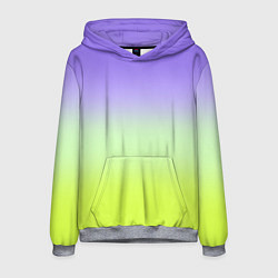 Толстовка-худи мужская Фиолетовый мятный и желто-зеленый градиент, цвет: 3D-меланж