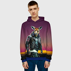 Толстовка-худи мужская Cool kangaroo - ai art, цвет: 3D-синий — фото 2