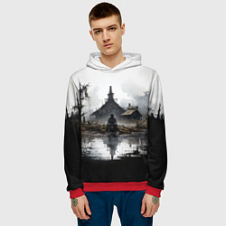Толстовка-худи мужская Изба на болоте, цвет: 3D-красный — фото 2