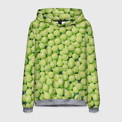 Толстовка-худи мужская Много теннисных мячей, цвет: 3D-меланж