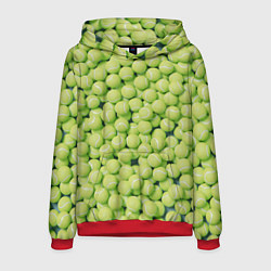 Толстовка-худи мужская Много теннисных мячей, цвет: 3D-красный