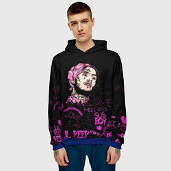 Толстовка-худи мужская Lil peep neon rap 2017, цвет: 3D-синий — фото 2