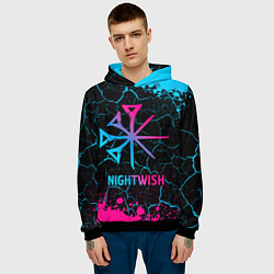 Толстовка-худи мужская Nightwish - neon gradient, цвет: 3D-черный — фото 2