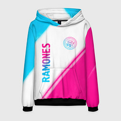 Толстовка-худи мужская Ramones neon gradient style вертикально, цвет: 3D-черный