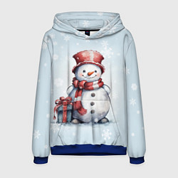 Толстовка-худи мужская New Years cute snowman, цвет: 3D-синий