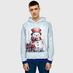 Толстовка-худи мужская New Years cute snowman, цвет: 3D-синий — фото 2