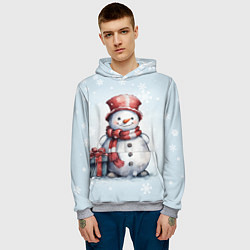 Толстовка-худи мужская New Years cute snowman, цвет: 3D-меланж — фото 2