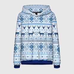 Толстовка-худи мужская Blue sweater with reindeer, цвет: 3D-синий