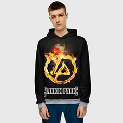 Толстовка-худи мужская Linkin Park - fire logo, цвет: 3D-меланж — фото 2