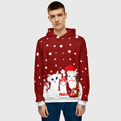 Толстовка-худи мужская Семья ламы, цвет: 3D-белый — фото 2