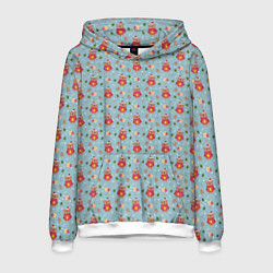 Толстовка-худи мужская Новогодние медвежата с подарками, цвет: 3D-белый